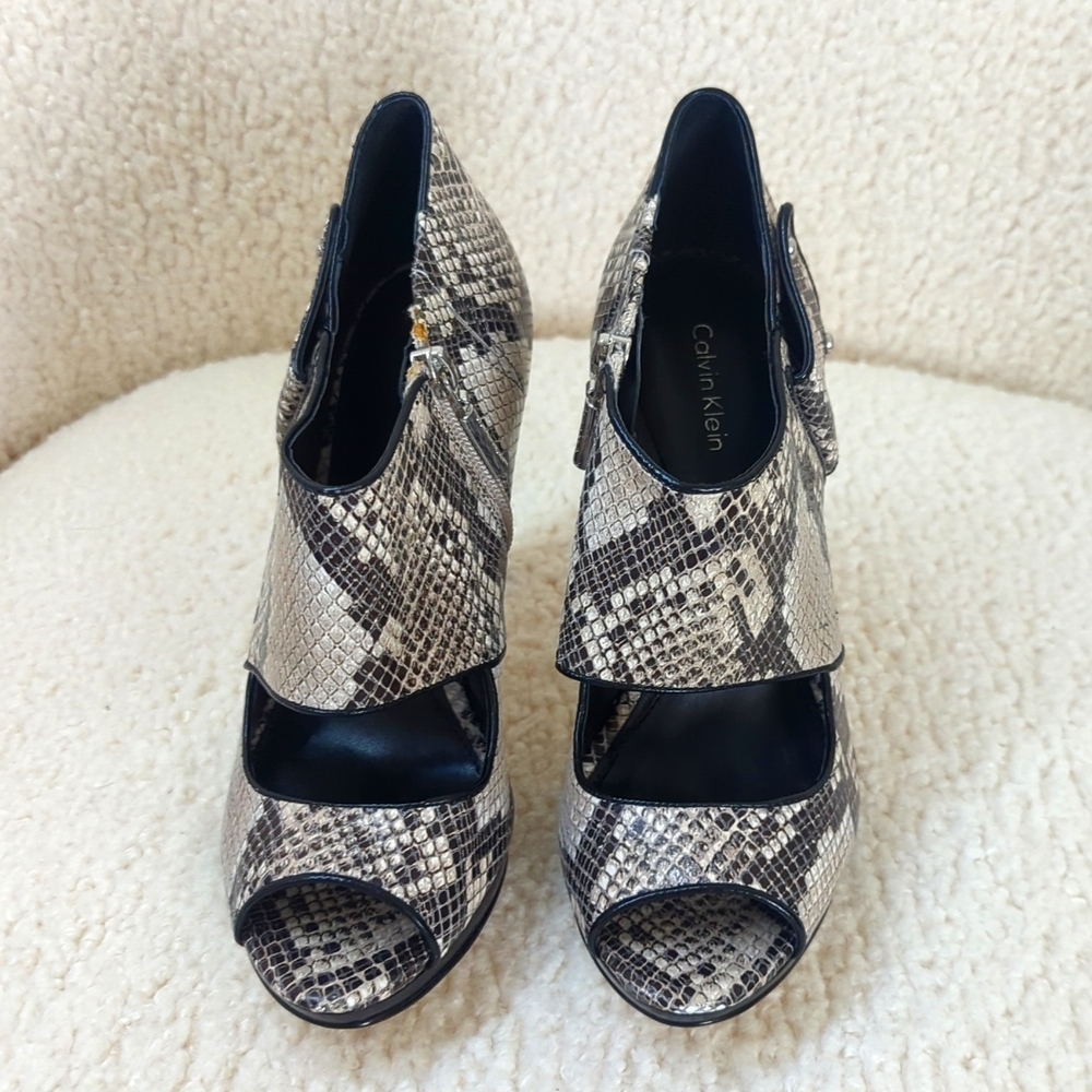 Calvin Klein Lenora Classic Python Print Open Toe… - image 2